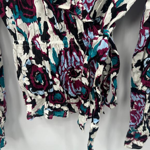 BA&SH NWT Evereve Gato Abstract Side Tie V-Neck Blouse // M - Picture 14 of 15